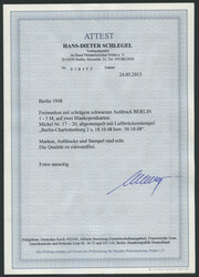 1 M. - 5 M. Schwarzaufdruck 1948 auf 2 Blankopostkarten, sauber ...